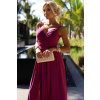 Numoco CHIARA elegantné dlhé maxi šaty na ramienka - fuchsiová s trblietkami 299-19 Farba: Violet, Veľkosť: XL