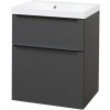 Mereo Mailo, kúpeľňová skrinka s umývadlom z liateho mramoru 61 cm, antracit, čierne madlo CN530MB