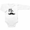 Body dl. rukáv Mr., bavlna Baby Nellys, bielo/čierne, 56 (1-2m)