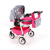 Kočík pre bábiky Sport ružová sivá
