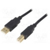Kabel USB 2.0 USB A vidlice, USB B vidlice zlacený 3m černá