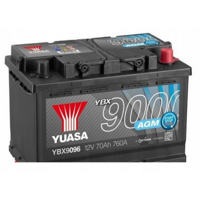 YBX9096 YUASA 570901076 YBX9000 Batterie 12V 70Ah 760A mit Handgriffen, AGM- Batterie