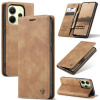 Peňaženkové kožené puzdro Case Me na Xiaomi Redmi Note 14 - Hnedá
