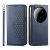 Peňaženkové kožené puzdro Cubic Grid na Xiaomi 15 Ultra - Modrá