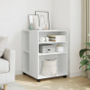 vidaXL Príručný stolík a kolieska biely 55x60x78 cm kompozitné drevo - Biela - 206653-140279