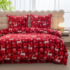Teplé vianočné obliečky z mikroplyšu – červené s motívom sobov 4 časti: 1ks 160x200 + 2ks 70x80 + plachta