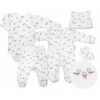Baby Nellys 5-dielna súpravička do pôrodnice Vtáčiky - ecru/ružová, veľ. 68 Baby Nellys