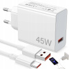 NABÍJAČKA PRE XIAOMI 45W HYPER CHARGE USB BIELA PD 6A s KÁBLOM 1M