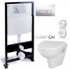 PRIM předstěnový instalační systém s chromovým tlačítkem 20/0041 + WC CERSANIT CLEANON PARVA + SEDADLO PRIM_20/0026 41 PA1