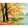 ZUTY Maľovanie podľa čísel - JESENNÝ LES PRI JAZERE Rámovanie: vypnuté plátno na rám, Rozmer: 80x100 cm