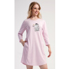 Vienetta Dámske domáce šaty s trojštvrťovým rukávom Oslík - vyp Farba: Ružová, Veľkosť: M