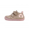 Dievčenská kožená obuv DD STEP S073-42803A cream BAREFOOT - Svietiace 20-25