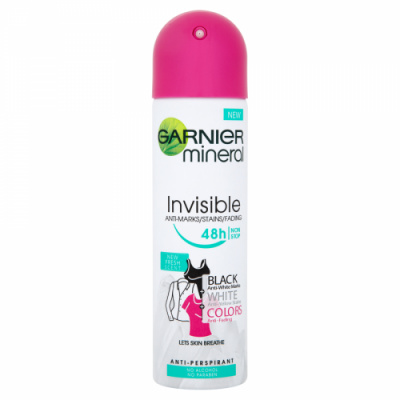 Garnier Mineral Invisible Black White Colors Spray Fresh 150ml - Minerálny dezodorant
