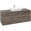 VILLEROY & BOCH Collaro závesná skrinka pod umývadlo na dosku (umývadlo v strede), 4 zásuvky, s LED osvetlením, 1400 x 500 x 548 mm, Stone Oak, C073B0RK