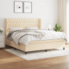 vidaXL Posteľný rám boxspring s matracom krémový 180x200 cm látka - Krémová - 67076-21871