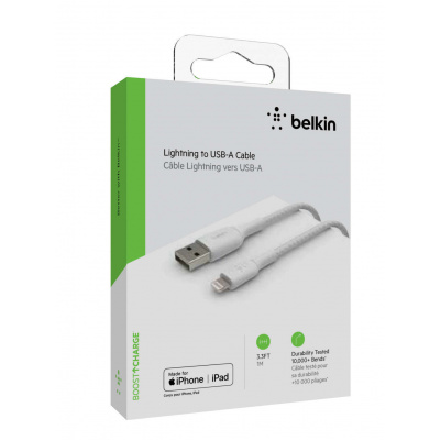 Belkin BOOST CHARGE kábel USB-A na Lightning, opletený - 1M - biely Belkin