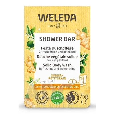 WELEDA AG WELEDA SHOWER BAR Citrusové osviežujúce mydlo ginger + petitgrain, s esenciálnymi olejmi 1x75 g