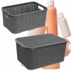 KOŠÍK ÚLOŽNÝ BOX S VIEČKOM RATTAN 7L PLASTOVÝ 29x19x13 cm BRANQ ANTRACITOVÝ