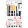 Tombow, WCS-FL, Floral, akvarelová sada brush popisovačov s príslušenstvom, 10 ks