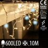 Vianočná LED svetelná záclona vonkajšia FLASH - 600LED - 10M Teplá biela/Studená biela