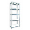 kovový regál bezskrutkový Biedrax 50 x 90 x 210 cm, pozinkovaný - 5 políc biele lamino 12mm, 275 kg