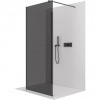 CERANO - Sprchová zástena Walk-in Onyx Corner Round Ľ/P - 8 mm - okrúhla vzpera - čierna matná, grafitové sklo - 140x130x200 cm