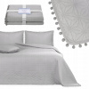 Prikrývka na posteľ - Postpatient Ameliahome Polyester 220 x 200 cm odtiene šedej (Ameliahome Bedspread s pompoms 200x220 svetlošedá)