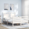 zahrada-XL Rám postele s čelom biely 140x190 cm masívne drevo 3194032