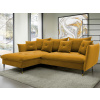 Rohová sedacia súprava Glam, tmavo žltá látka, ľavý roh