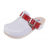 Dreváky BUXA Dámske Dreváky Na Gumenej Podrážke SuperKomfort FPU21 - Biela S Červeným Pásikom Veľkosť: 36 [23,3 cm]