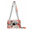 Crossbody dámská kabelka na řetízku s potiskem 6257 oranžová