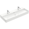 VILLEROY & BOCH Memento 2.0 závesné umývadlo s dvomi otvormi (spodná strana brúsená), s prepadom, 1200 x 470 mm, biela alpská, 4A22CK01