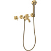 AXOR One 3-otvorová vaňová batéria pod omietku (obsahuje ručnú sprchu, držiak a hadicu), pre nástennú montáž, rukoväte v tvare kríža, leštený vzhľad zlata, 48443990