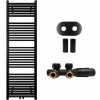 CERANO - Kúpeľňový radiátorový set Lincoln - ústredné vykurovanie - stredové pripojenie 50 mm - 484W - čierna matná - 1600x500 mm