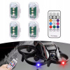 4 kusy Bezdrôtová LED Stroboskopická Lampa, Silná, 8 farieb, USB, S Diaľkovým Ovládaním