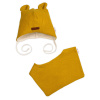 Pletená čepice s bavlněnou podšívkou a šátkem 2v1, Teddy Hand made - hořčicová 56/62 (0-3m)