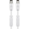 Kábel anténny, koax TV M/F 1.5m, 75 Ohm, 80dB, 2x tienený, CCS, s ferritom, biely