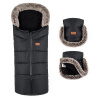 PETITE&MARS Súprava fusak Arctic 4v1 + rukavice na kočík Furry Forever Black 8596202013464