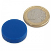 Neodymový magnet valec D 22x6 mm, vodotesný plast, sila 4.1 kg Farba: Modrá