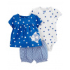 CARTERS CARTER'S Set 3dielny body kr. rukáv, tričko kr. rukáv, kraťasy Blue Dot Fish dievča NB/ veľ. 56