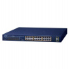 Planet GSW-2620HP PoE switch, 24x1Gb + 2x SFP 1Gb, VLAN, extend mód 10Mb-250m, 802.3at, 802.3az, 240W PoE Budget (GSW-2620HP)