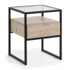 Industriálny nočný stolík Glass Loft – dub bordeaux, čierny kov