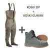 VISION Brodící kalhoty KOSKI Waders ZIP - vel. MK + Vision Brodící boty KOSKI Green, Gumová podrážka - vel. EU 42