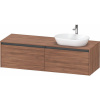 DURAVIT Ketho 2 závesná skrinka pod umývadlo na dosku (umývadlo vpravo), 2 zásuvky, 1600 x 550 x 459 mm, orech prírodný, K24889R79790000