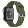 AppleMix Remienok pre Apple Watch Ultra 49 mm / 45 mm / 44 mm / 42 mm - s prúžkami - silikónový - khaki zelený