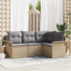 zahrada-XL Súprava záhradných pohoviek s vankúšom 4 pcs Béžová Poly ratan 3354009