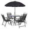 STREND PRO Záhradný set LETICIA GREY (stôl 85x71 cm, 4x stolička 74x53x91 cm, dáždnik 180 cm)
