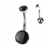 Titánový piercing do pupku s prírodným kameňom a vnútorným závitom Stone Farba: Čierny achát, Veľkosť: 1,6 mm, Dĺžka / priemer: 10 mm