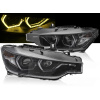 BMW F30/F31 11-15 - Predné čierne svetlá ANGEL EYES so žltým LED DRL