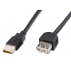 Kabel PremiumCord USB 2.0 A-A M/F 2m, prodlužovací, černý